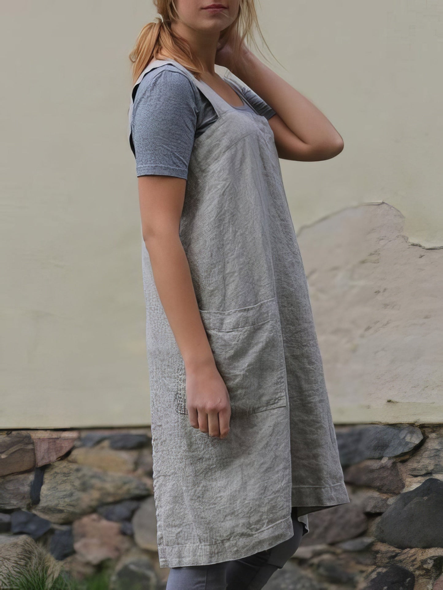 Mini Dresses - Solid Home Service Loose Short Dress With Pocket - MsDressly