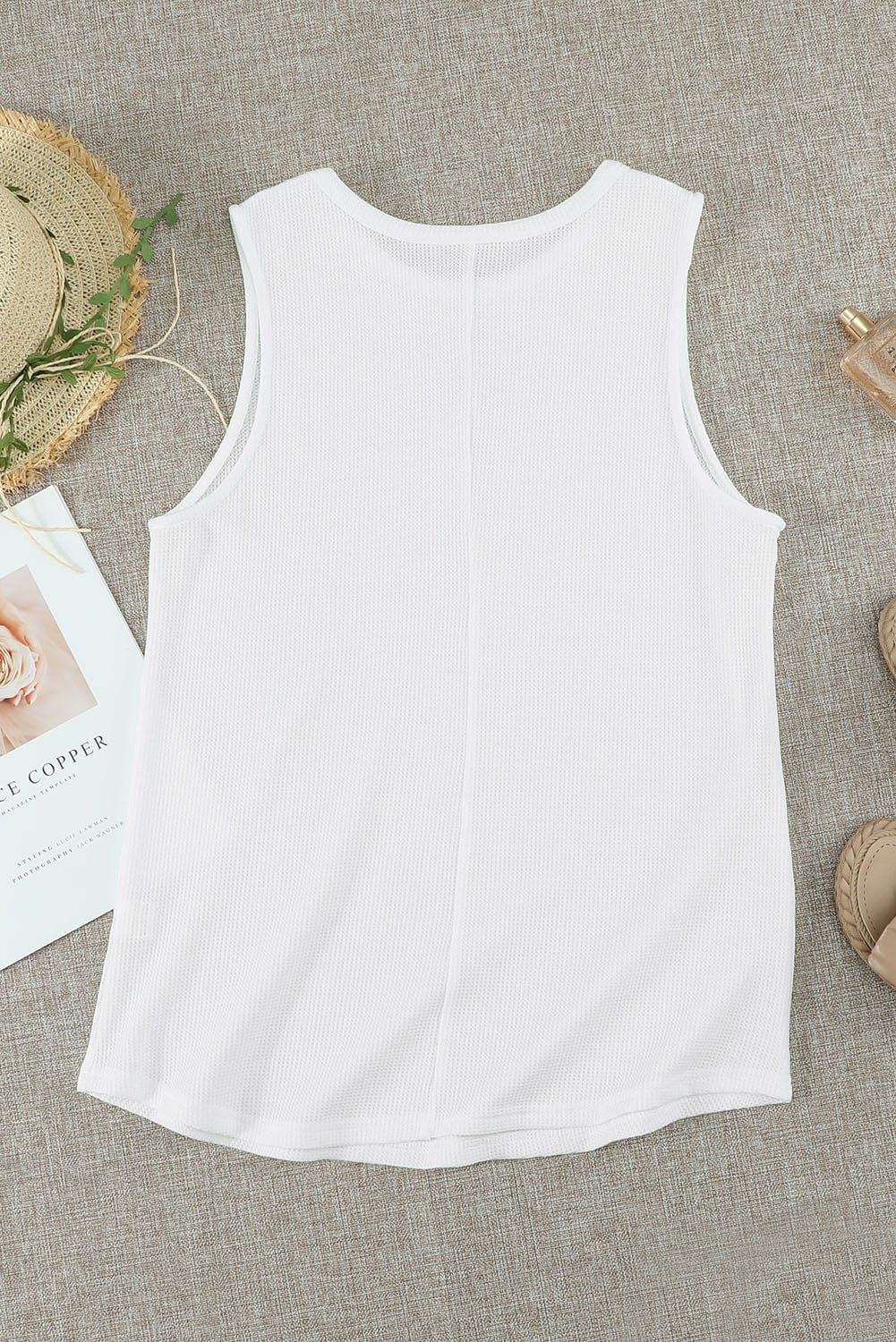 Solid Round Neck Sleeveless Top Vest