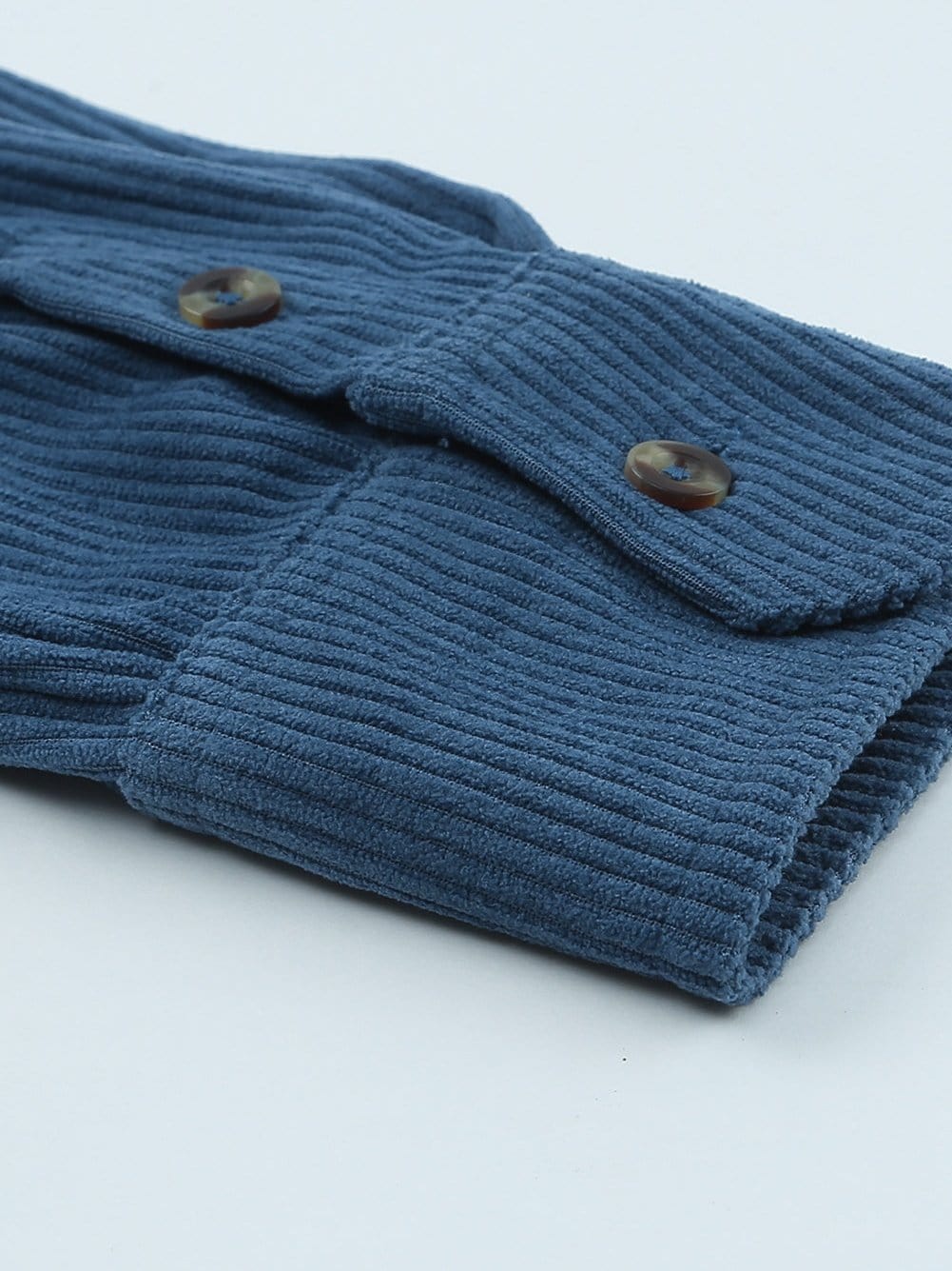 Solid V Neck Long Sleeves Metal Buttons Blouse