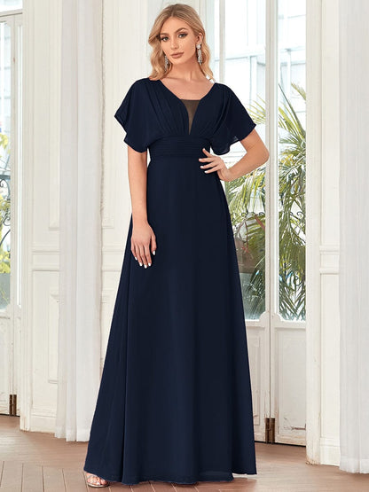 Sophisticated A-Line Evening Gown with Empire Waist for Women