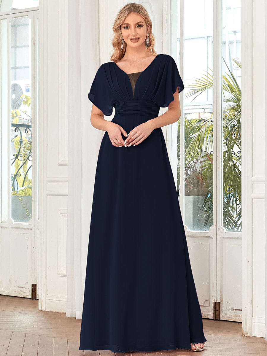 Sophisticated A-Line Evening Gown with Empire Waist for Women