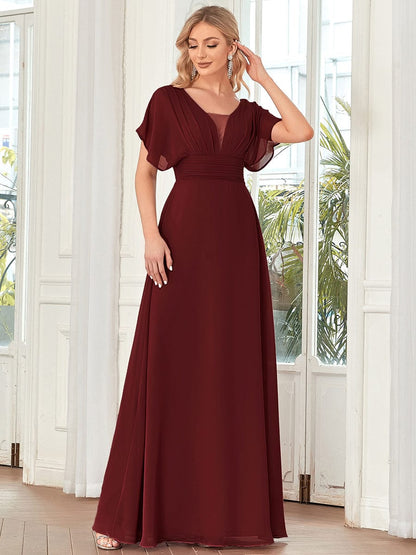 Sophisticated A-Line Evening Gown with Empire Waist for Women