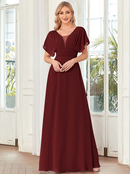 Sophisticated A-Line Evening Gown with Empire Waist for Women