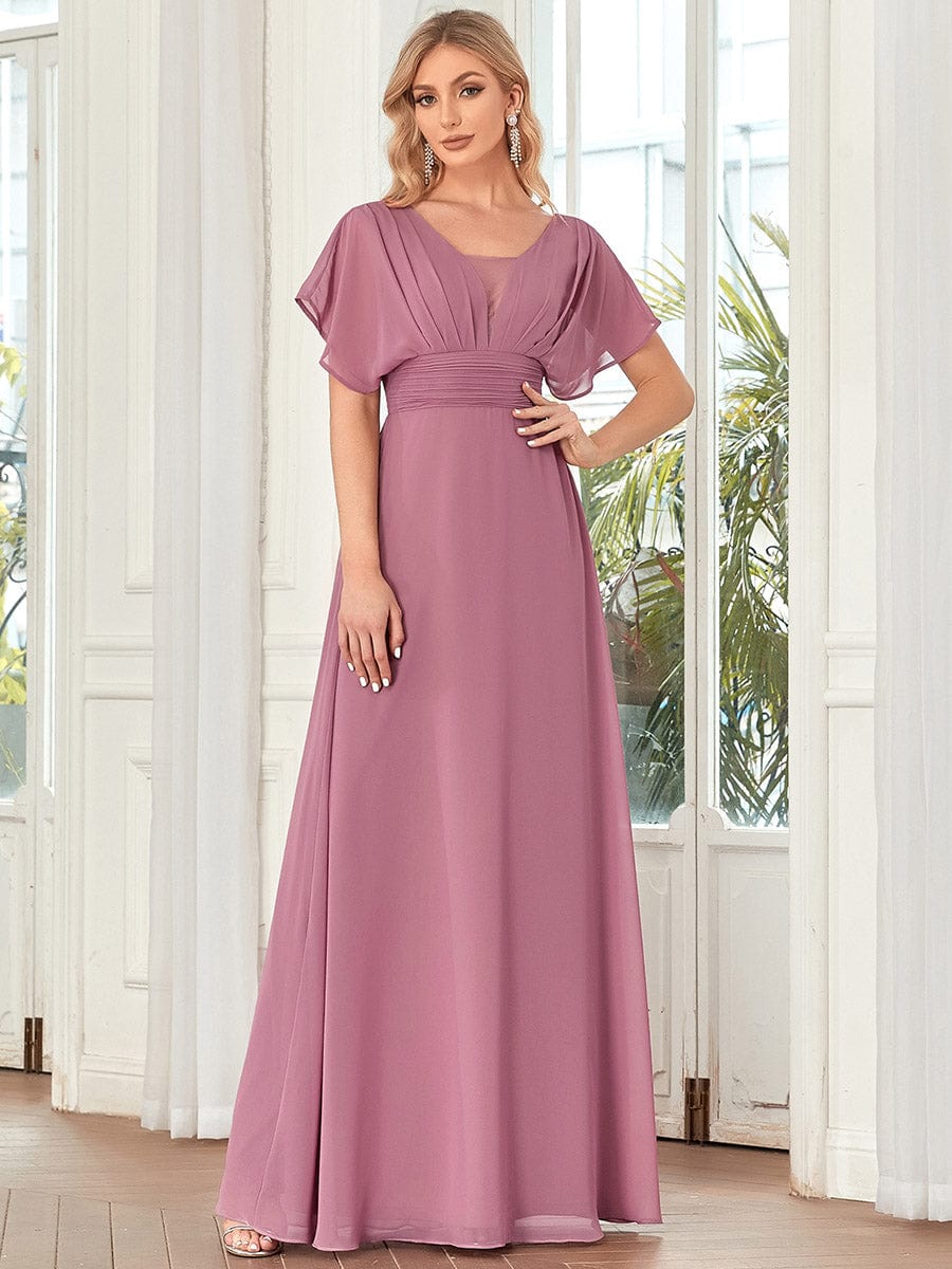 Sophisticated A-Line Evening Gown with Empire Waist for Women