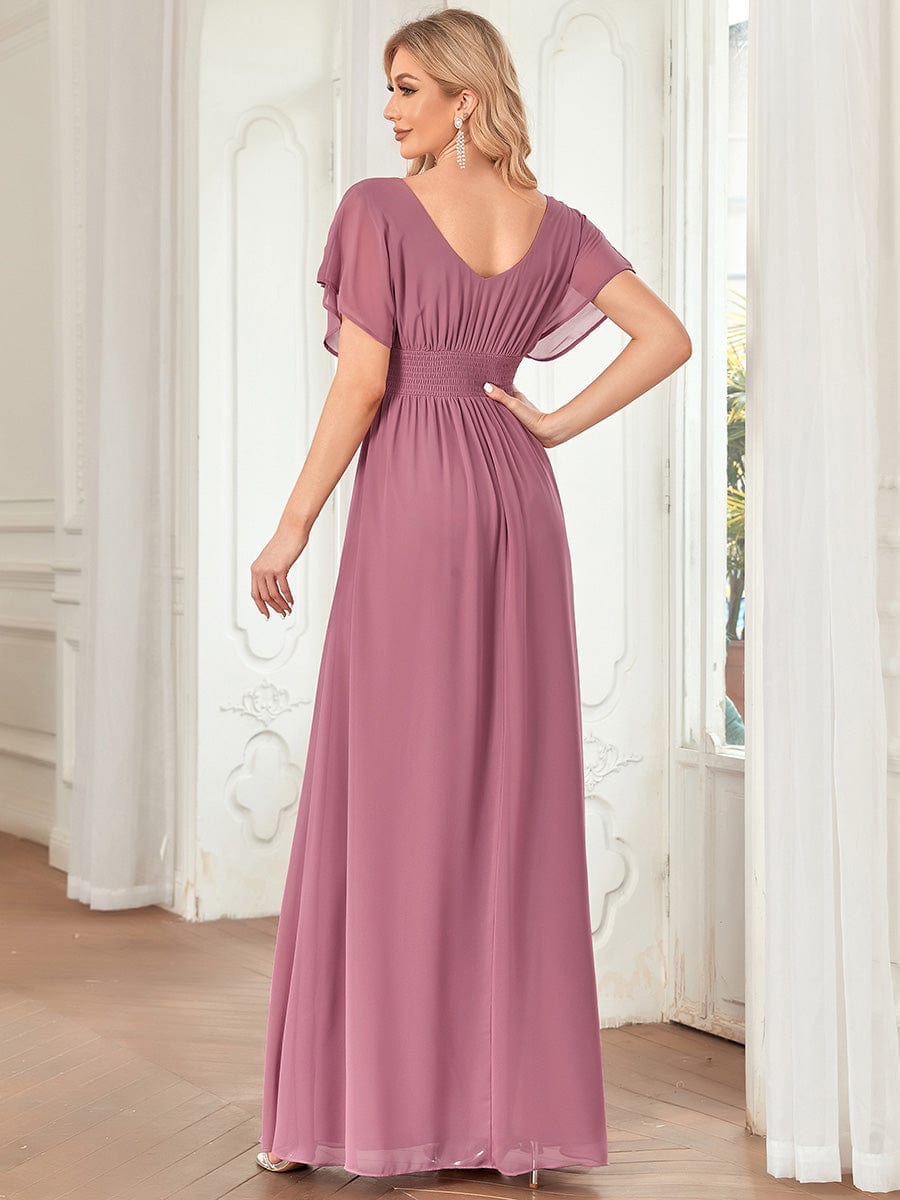 Sophisticated A-Line Evening Gown with Empire Waist for Women