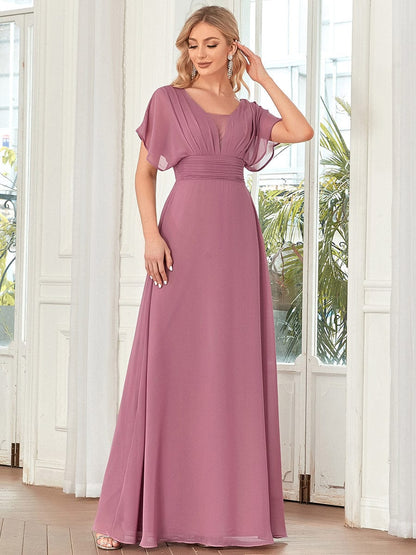 Sophisticated A-Line Evening Gown with Empire Waist for Women