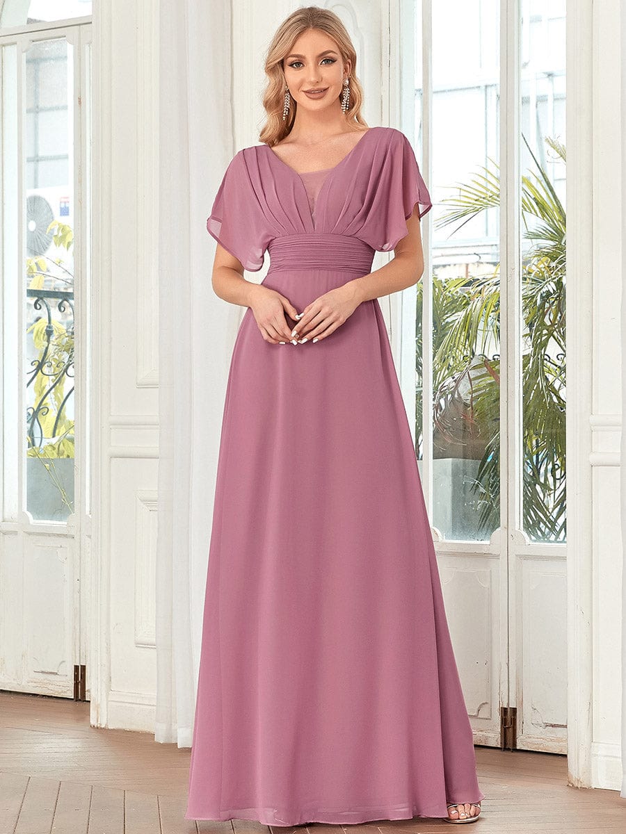 Sophisticated A-Line Evening Gown with Empire Waist for Women