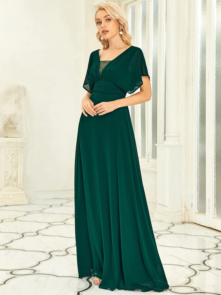 Sophisticated A-Line Evening Gown with Empire Waist for Women