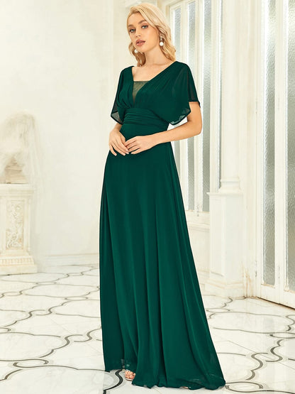 Sophisticated A-Line Evening Gown with Empire Waist for Women