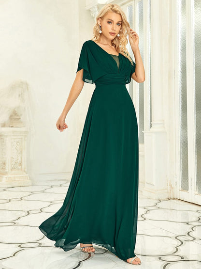 Sophisticated A-Line Evening Gown with Empire Waist for Women