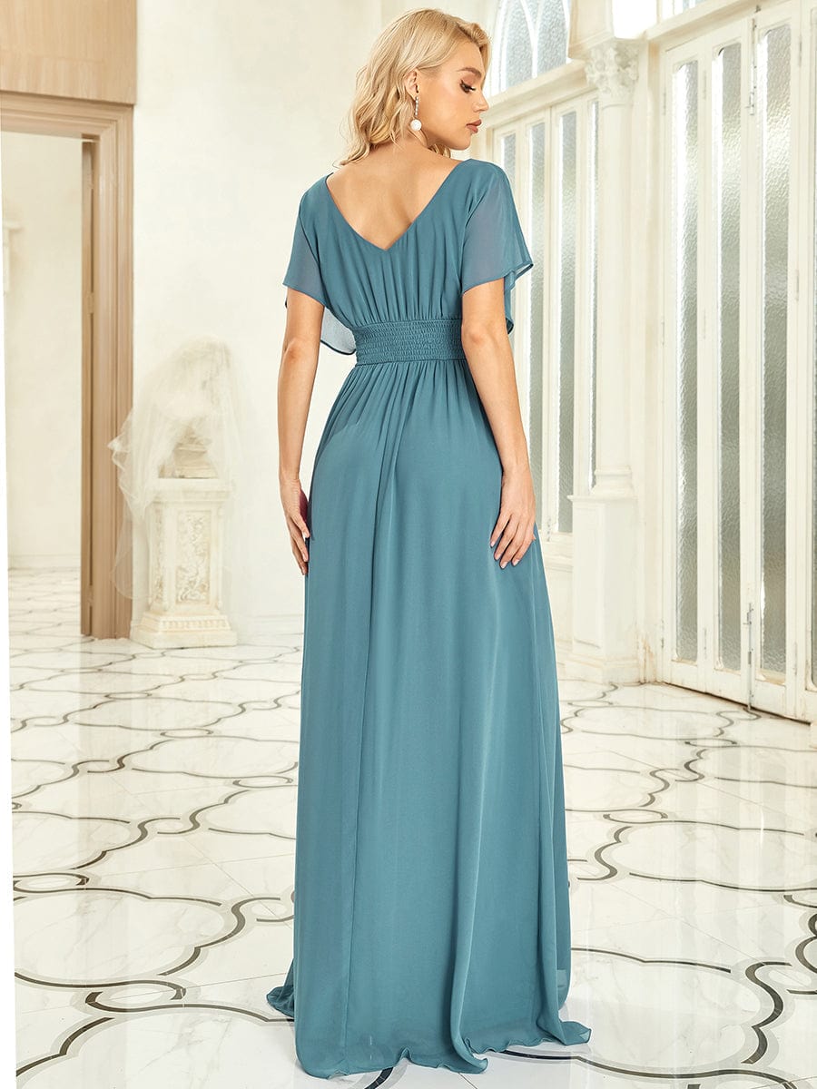 Sophisticated A-Line Evening Gown with Empire Waist for Women