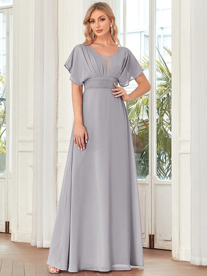 Sophisticated A-Line Evening Gown with Empire Waist for Women