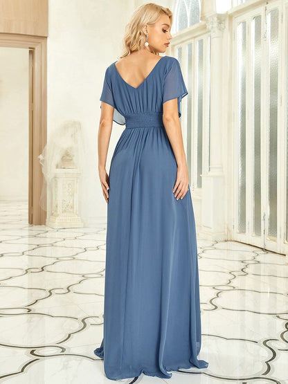 Sophisticated A-Line Evening Gown with Empire Waist for Women