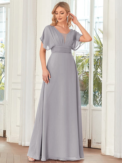 Sophisticated A-Line Evening Gown with Empire Waist for Women