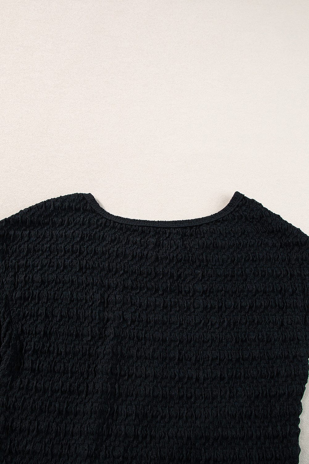 Sophisticated Black Textured Midi Dress with Twist Front Detail