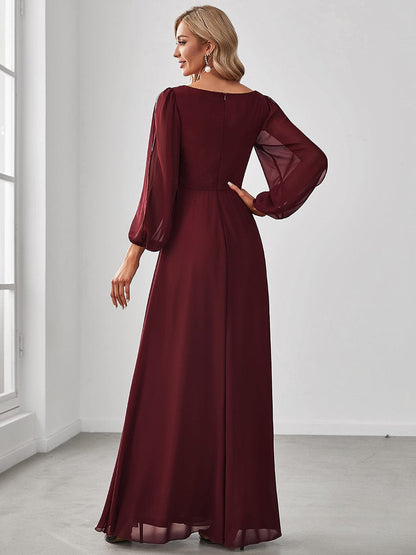 Sophisticated Floor-Length Formal Dresses with Lantern Sleeves