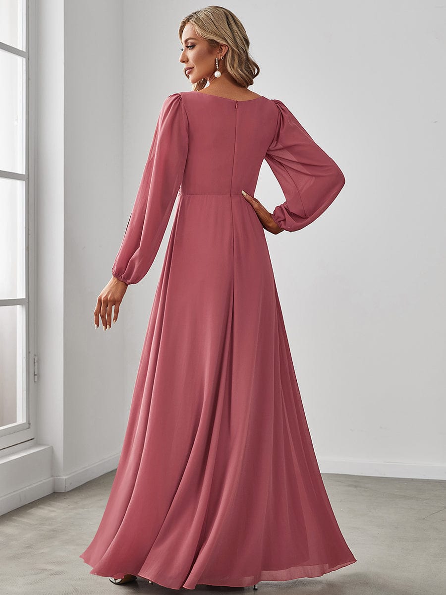 Sophisticated Floor-Length Formal Dresses with Lantern Sleeves