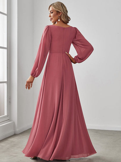 Sophisticated Floor-Length Formal Dresses with Lantern Sleeves