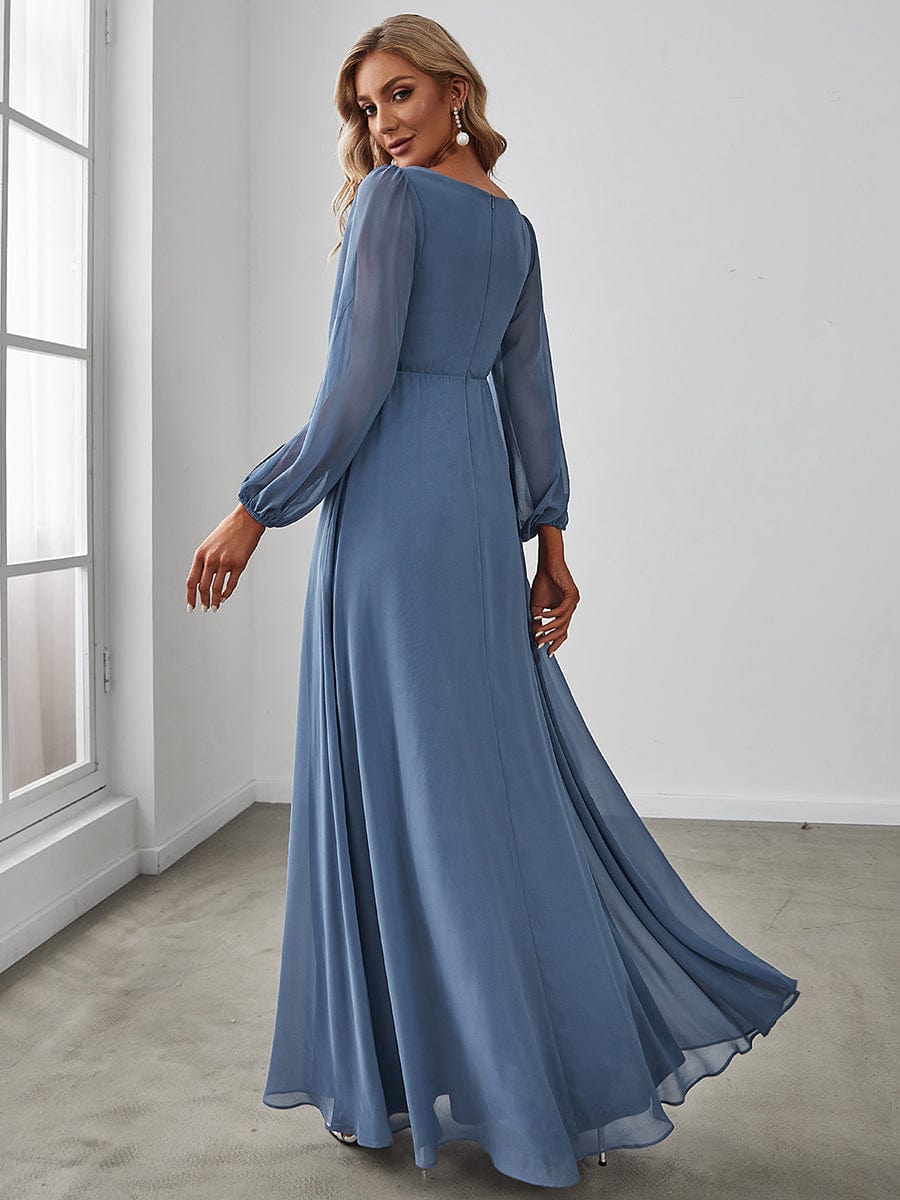 Sophisticated Floor-Length Formal Dresses with Lantern Sleeves
