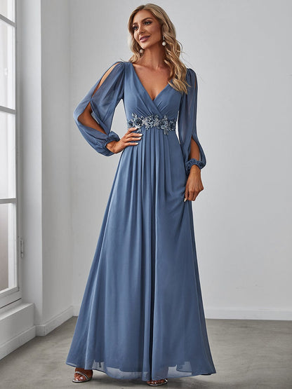 Sophisticated Floor-Length Formal Dresses with Lantern Sleeves