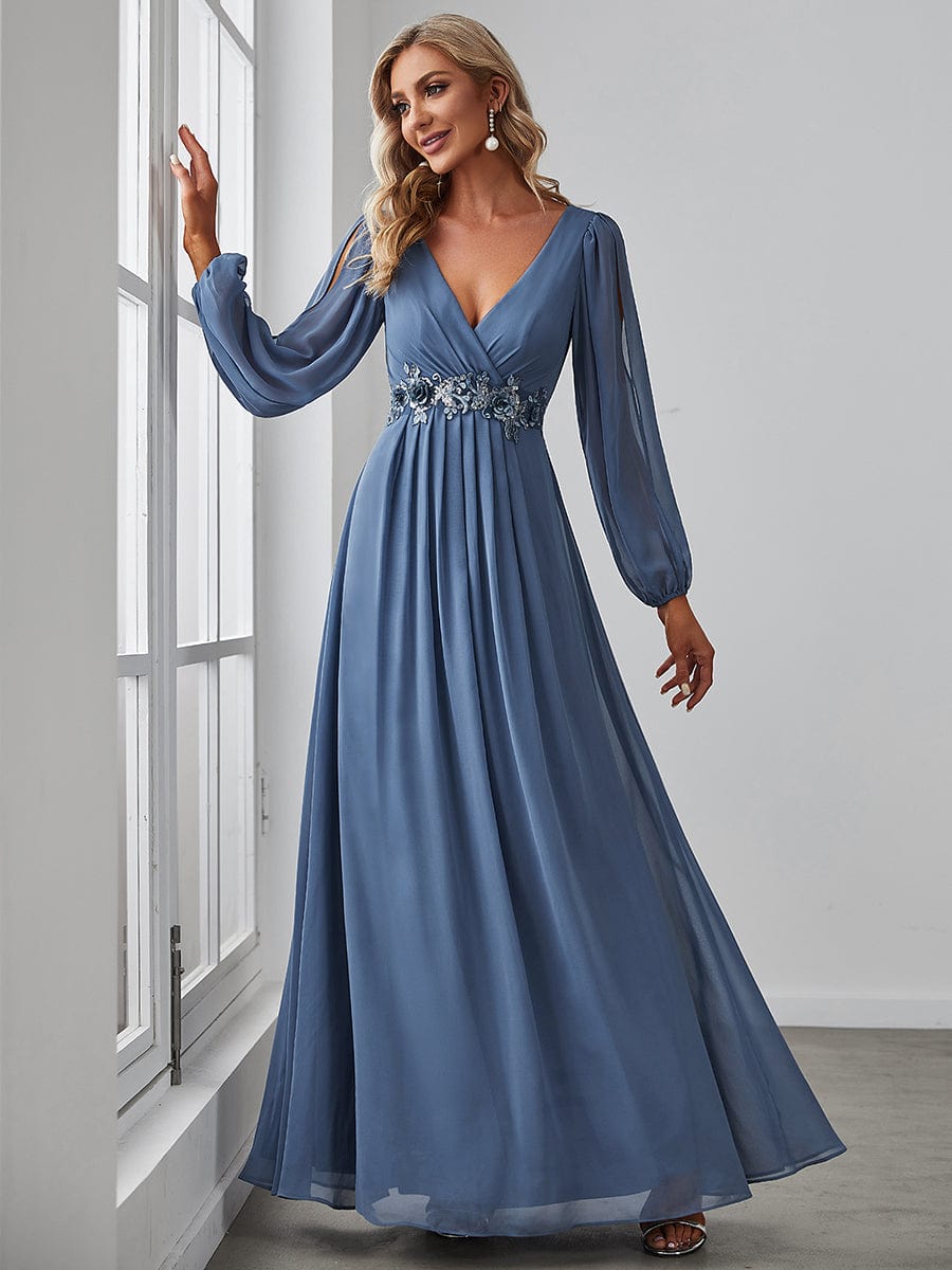 Sophisticated Floor-Length Formal Dresses with Lantern Sleeves