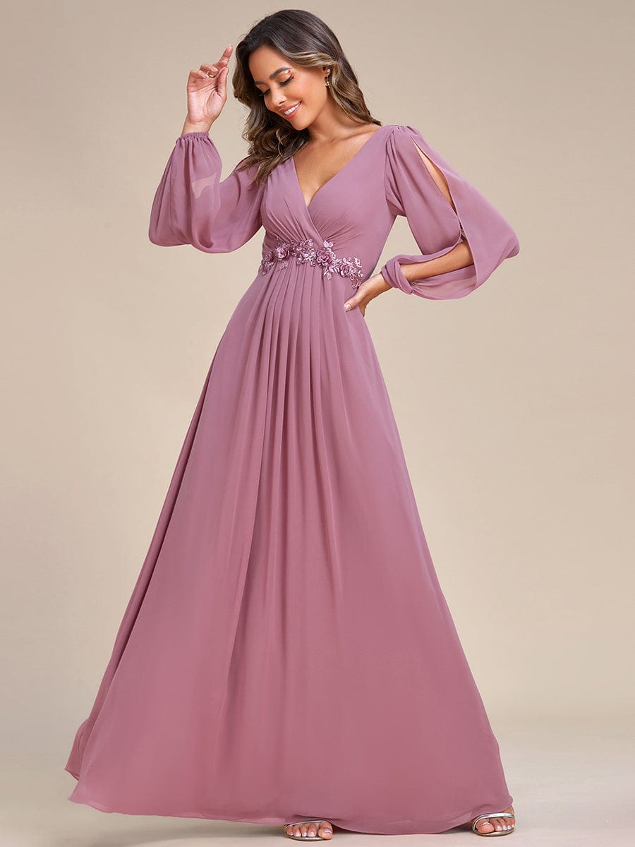 Sophisticated Floor-Length Formal Dresses with Lantern Sleeves