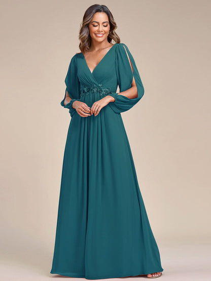 Sophisticated Floor-Length Formal Dresses with Lantern Sleeves