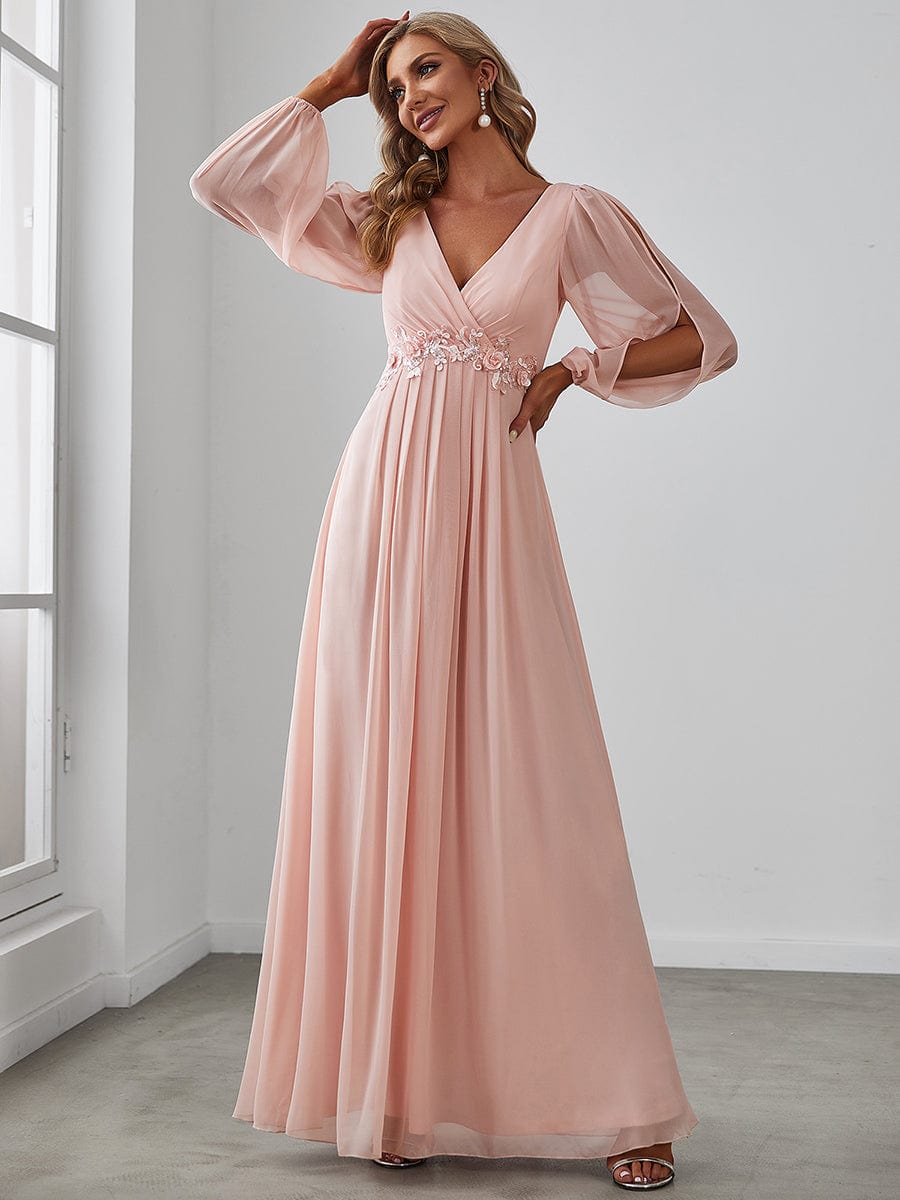 Sophisticated Floor-Length Formal Dresses with Lantern Sleeves