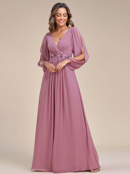 Sophisticated Floor-Length Formal Dresses with Lantern Sleeves