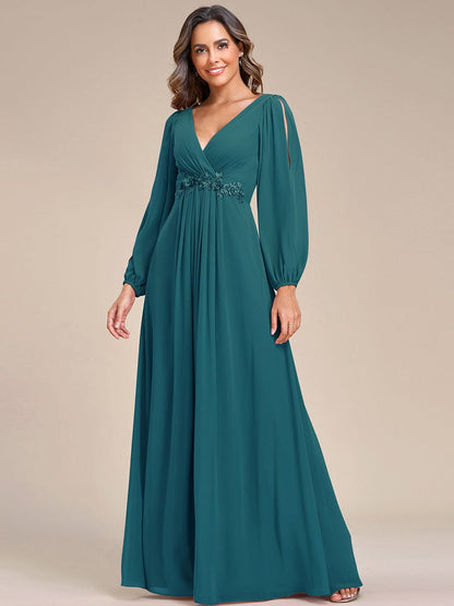 Sophisticated Floor-Length Formal Dresses with Lantern Sleeves