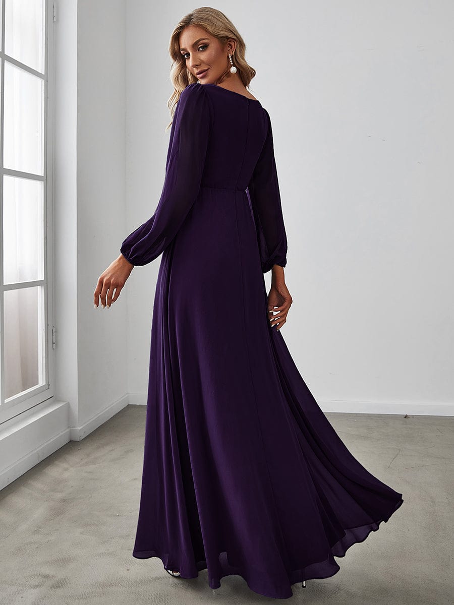 Sophisticated Floor-Length Formal Dresses with Lantern Sleeves
