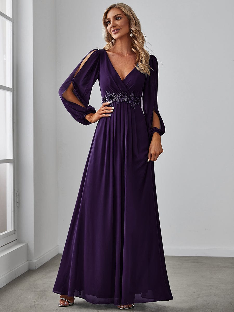 Sophisticated Floor-Length Formal Dresses with Lantern Sleeves