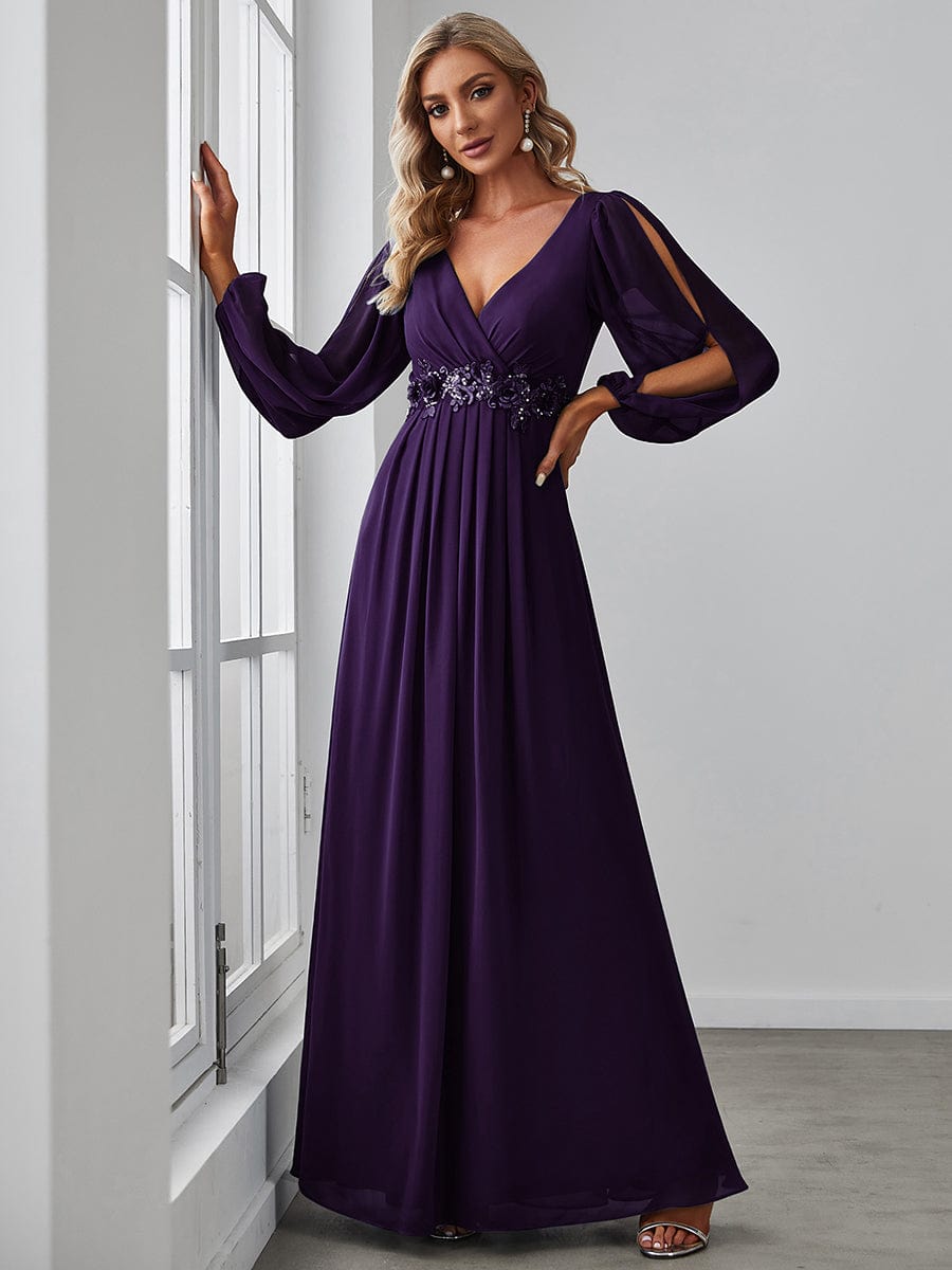 Sophisticated Floor-Length Formal Dresses with Lantern Sleeves