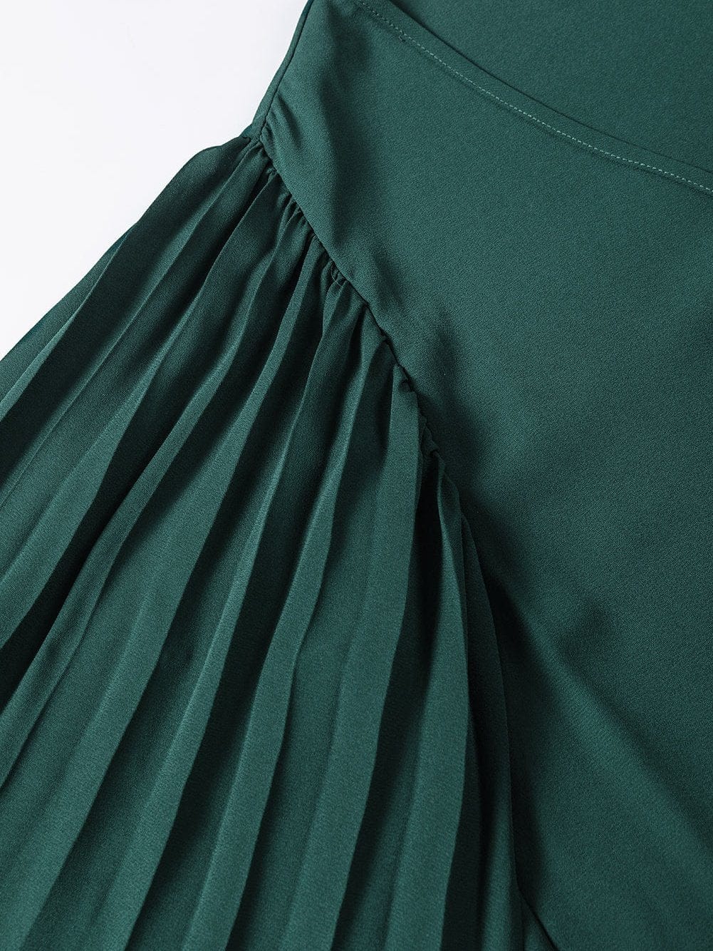 Sophisticated Forest Green Pleated Bell Sleeve Blouse