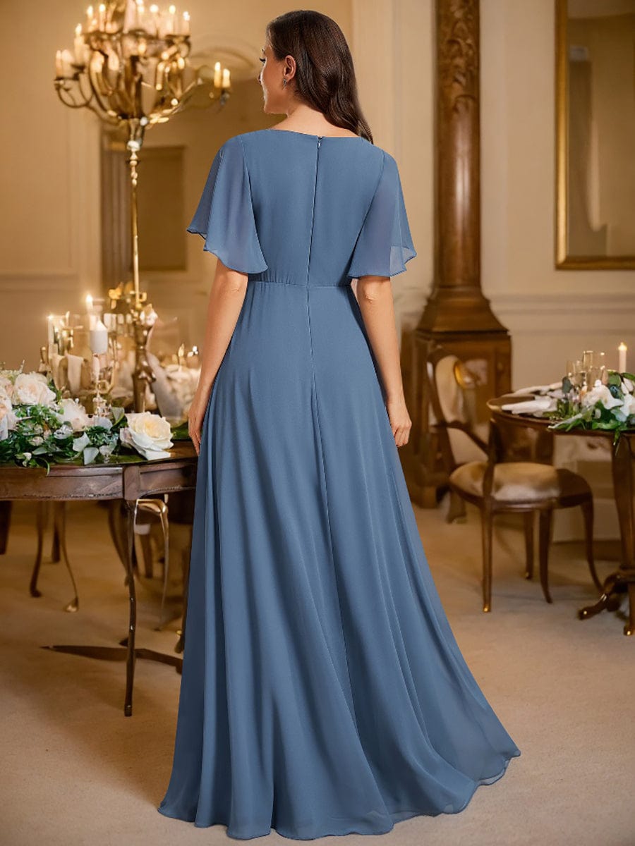 Sophisticated Lace Applique V-Neck Bridesmaid Gown
