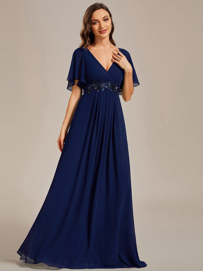 Sophisticated Lace Applique V-Neck Bridesmaid Gown