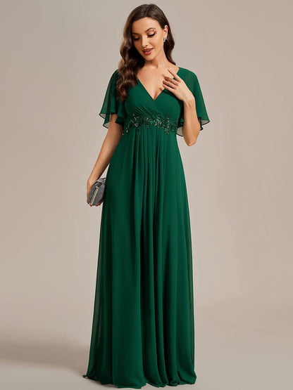 Sophisticated Lace Applique V-Neck Bridesmaid Gown