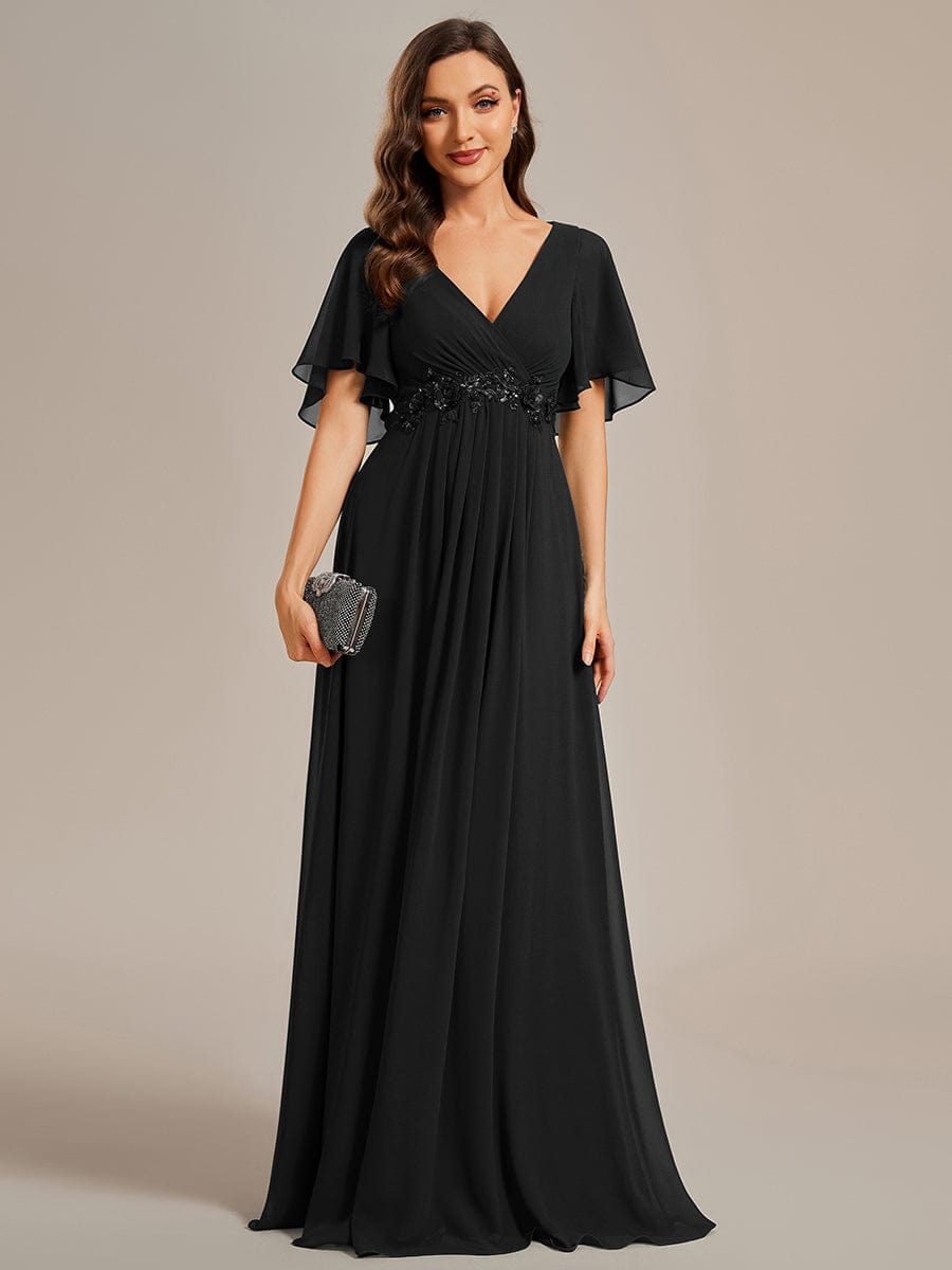 Sophisticated Lace Applique V-Neck Bridesmaid Gown