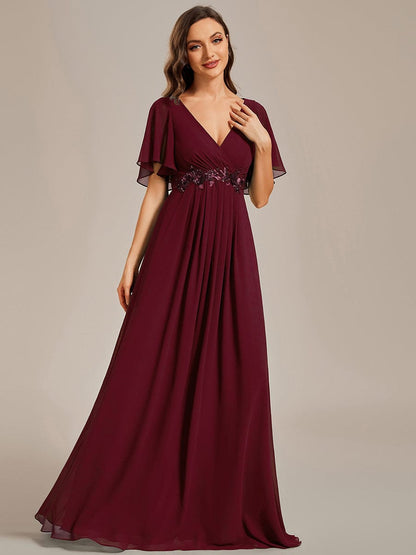 Sophisticated Lace Applique V-Neck Bridesmaid Gown