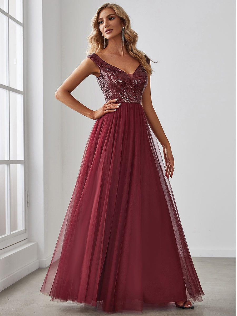 Sophisticated Off-Shoulder Sequin Evening Gown