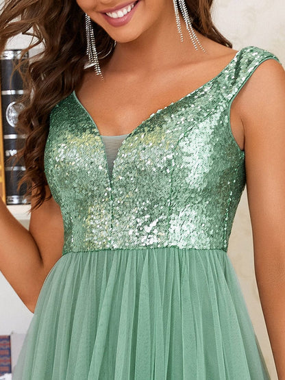 Sophisticated Off-Shoulder Sequin Evening Gown