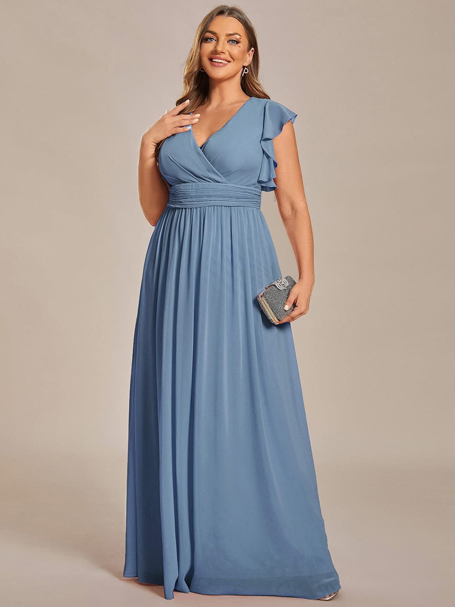 Sophisticated Plus Size Chiffon A-Line Bridesmaid Dress with Back Detail