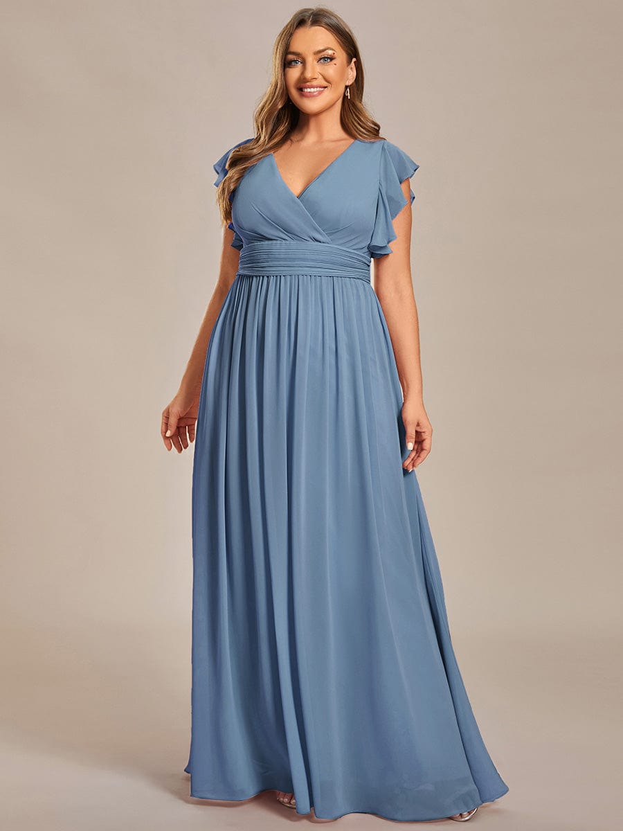 Sophisticated Plus Size Chiffon A-Line Bridesmaid Dress with Back Detail