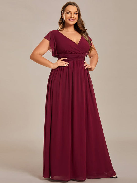 Sophisticated Plus Size Chiffon A-Line Bridesmaid Dress with Back Detail
