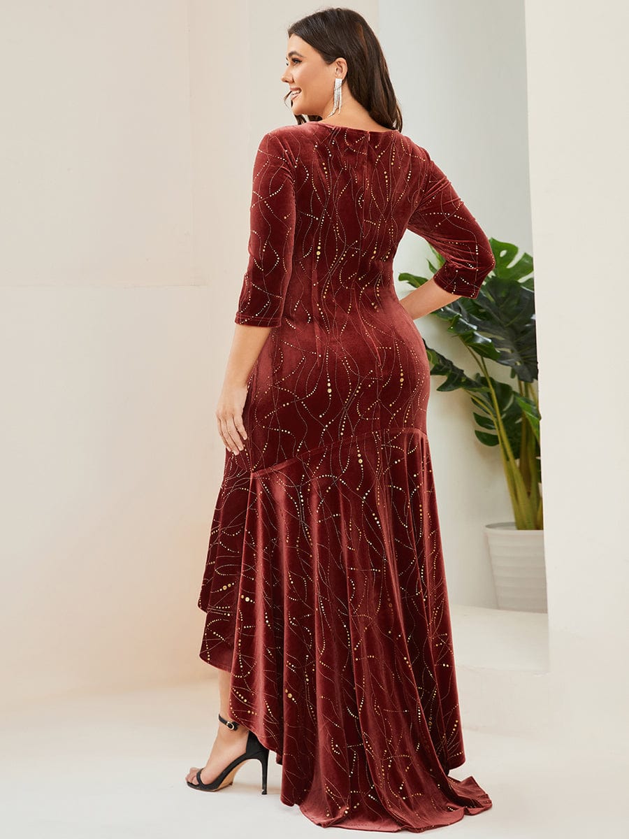 Sophisticated Plus Size Velvet Fishtail Evening Dress