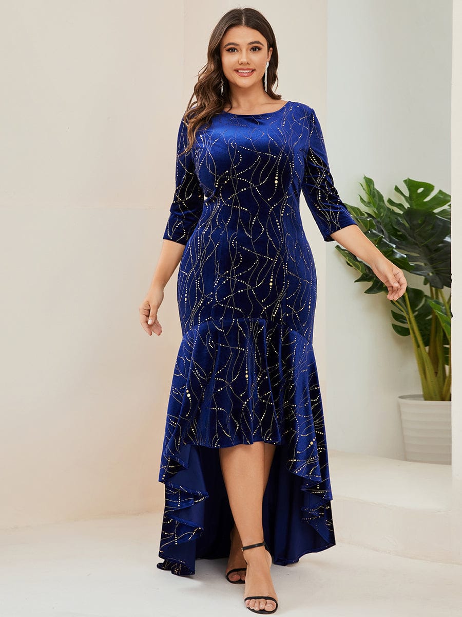 Sophisticated Plus Size Velvet Fishtail Evening Dress