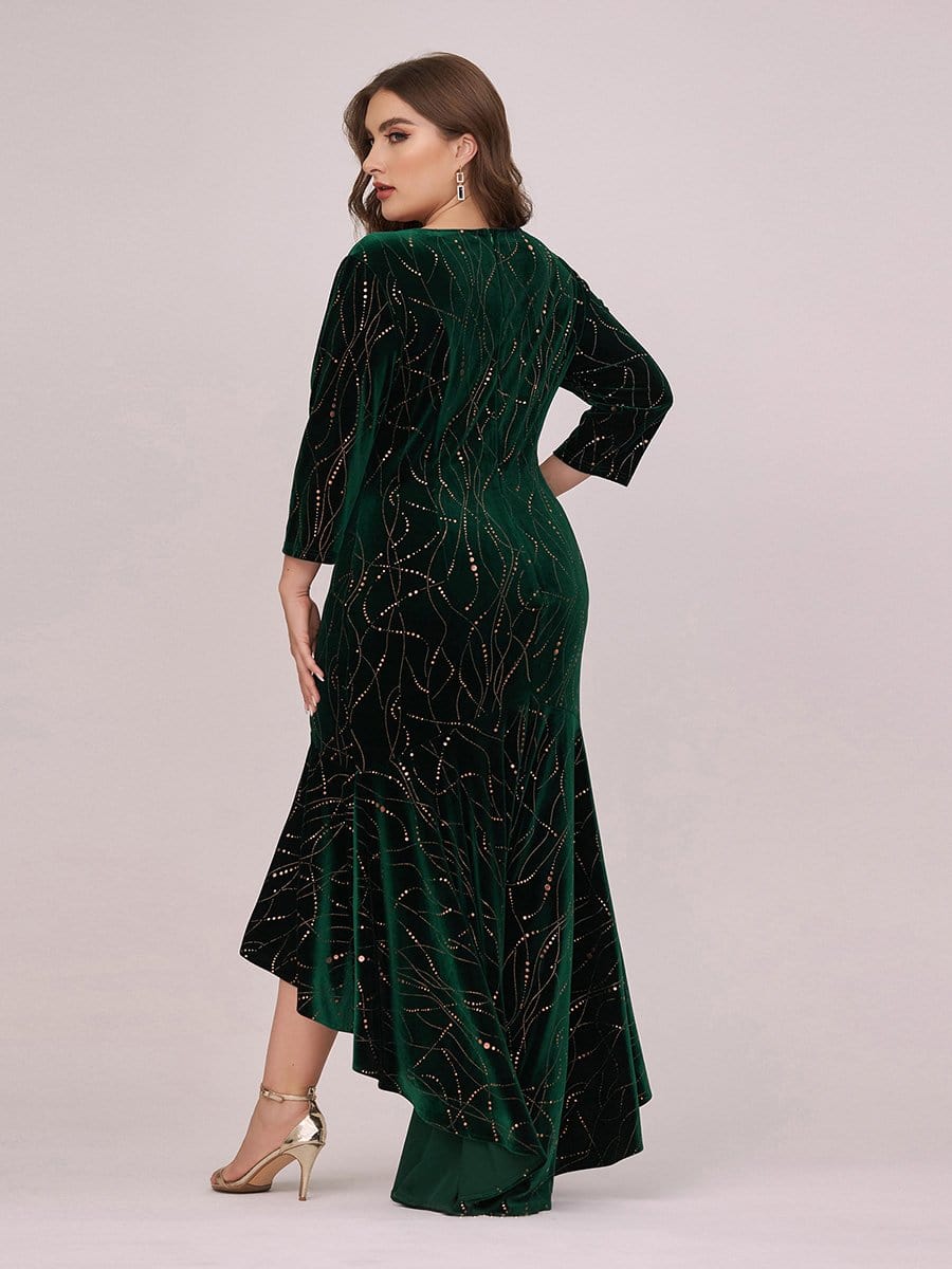 Sophisticated Plus Size Velvet Fishtail Evening Dress