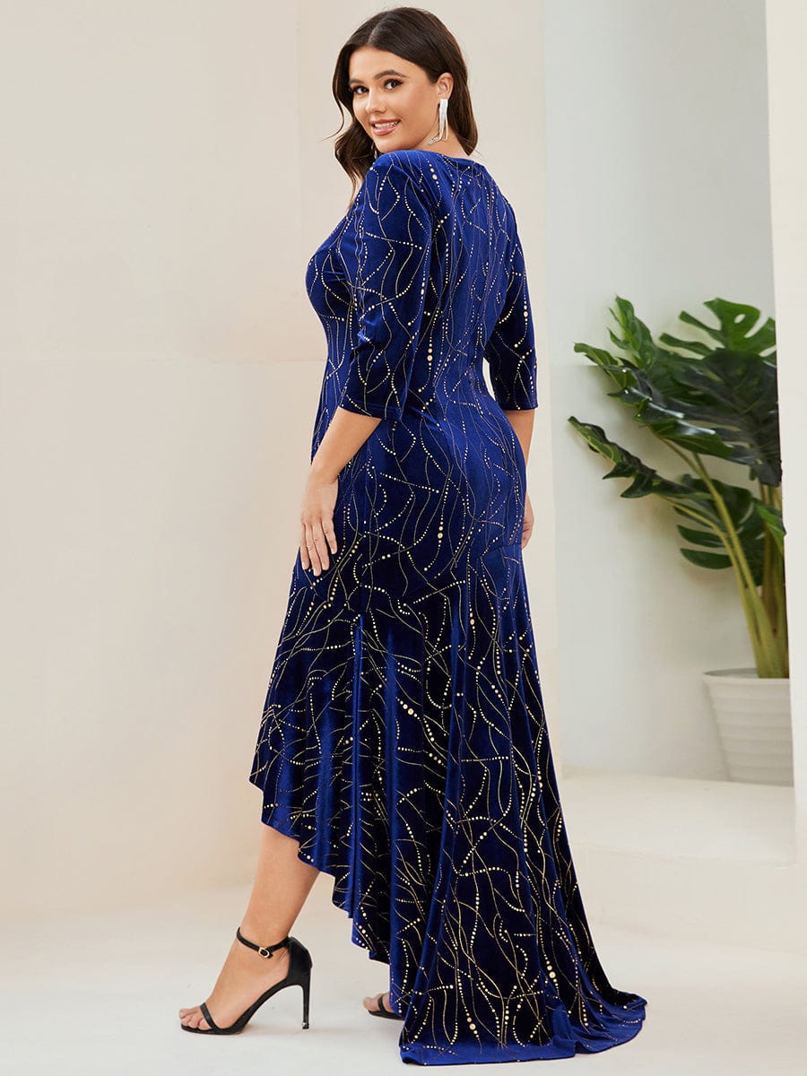 Sophisticated Plus Size Velvet Fishtail Evening Dress