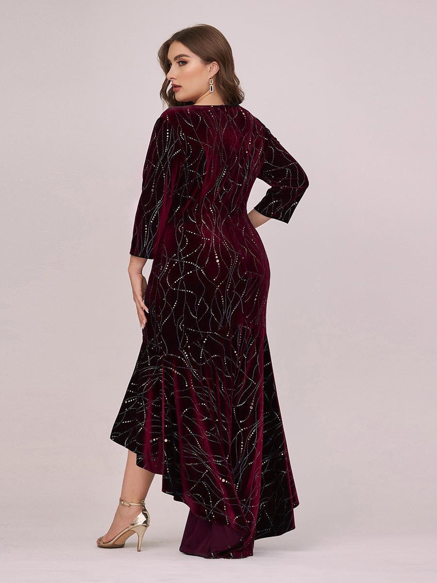 Sophisticated Plus Size Velvet Fishtail Evening Dress