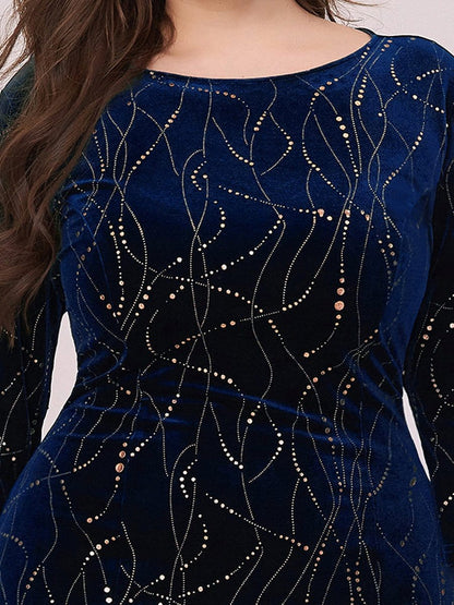 Sophisticated Plus Size Velvet Fishtail Evening Dress